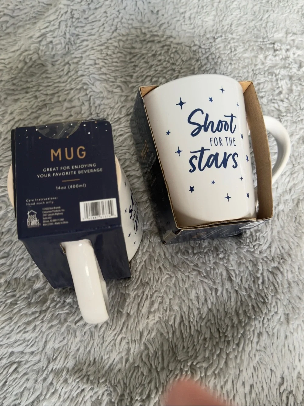 White Ceramic 'Shoot for the Stars' Mug - Set of 2